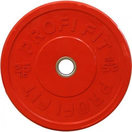 Диск для штанги каучуковый, красный, PROFI-FIT D-51, 25 кг оптом, фото 1