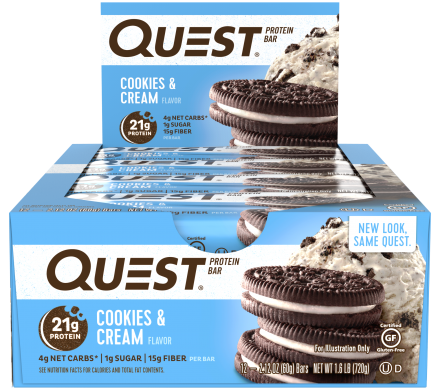 Батончик Quest Nutrition Quest Protein Bar Cookies Cream (печенье с кремом), 12 шт оптом, фото 1