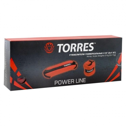 Утяжелители универсальные &quot;TORRES 2 кг&quot;, эрг. форма, неопрен, металл. песок, красно-черный оптом, фото 2