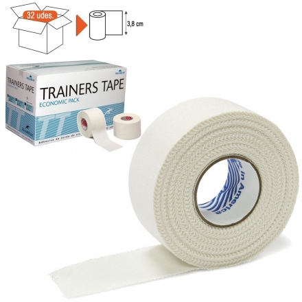 Тейп спортивный Rehab Trainers Tape, арт.TT02, хлопок, полиэстер, 3.8 см x 10 м, уп. 32 шт, белый оптом, фото 1