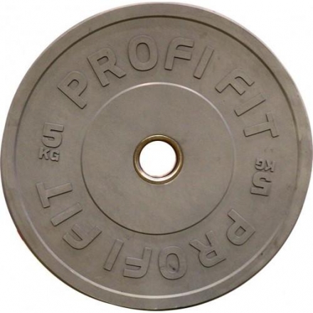 Диск для штанги каучуковый, серый, PROFI-FIT D-51, 5 кг оптом, фото 1
