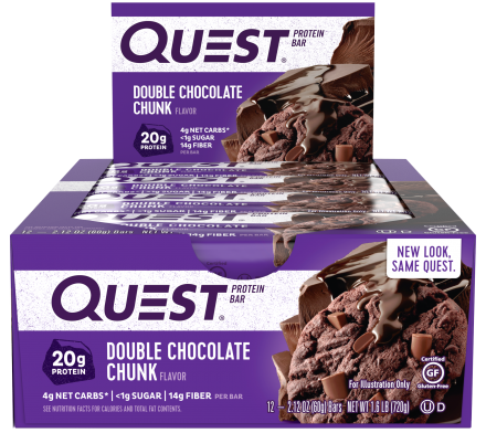 Батончик Quest Nutrition Quest Protein Bar Double Chocolate Chunk (Печенье с двойным шоколадом), 12 шт оптом, фото 1