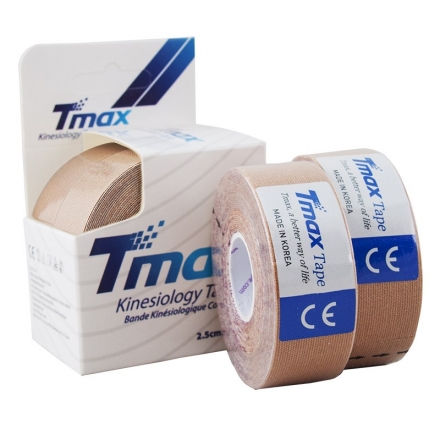 Тейп кинезиологический Tmax Extra Sticky Biege (2,5 см x 5 м), уп. 2 шт, арт. 423815, телесный оптом, фото 1