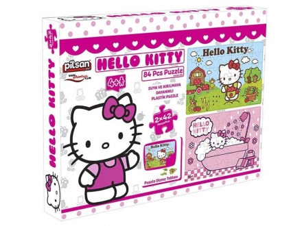Набор пазлов Hello Kitty 2 x 42 детали Pilsan (03-288) оптом, фото 1