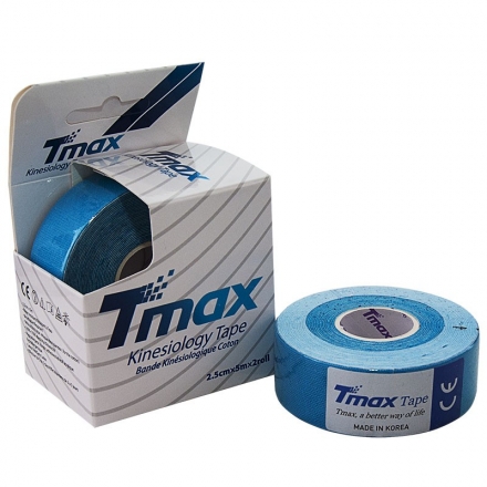 Тейп кинезиологический Tmax Extra Sticky Blue (2,5 см x 5 м), уп. 2 шт, арт. 423822, синий оптом, фото 1