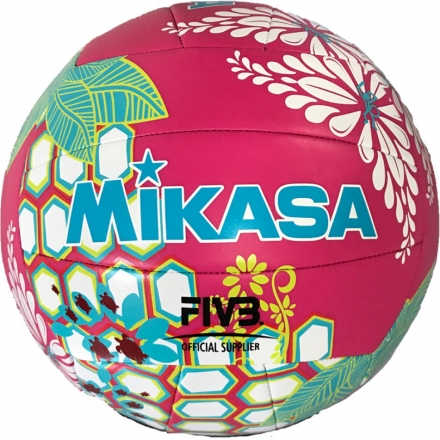 Мяч вол. пляжн. &quot;MIKASA VXS-HS 1&quot;,р.5,синт.кожа(ТПУ),лого ВФВ,18пан.,маш.сш, бут.кам,малин-гол-жел оптом, фото 1