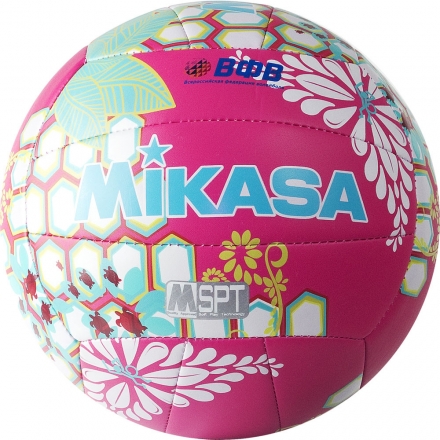 Мяч вол. пляжн. &quot;MIKASA VXS-HS 1&quot;,р.5,синт.кожа(ТПУ),лого ВФВ,18пан.,маш.сш, бут.кам,малин-гол-жел оптом, фото 2