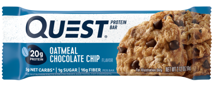 Батончик Quest Nutrition Quest Protein Bar Oatmeal Chocolate Chip (Овсяное печенье с шоколадом), 12 шт оптом, фото 2
