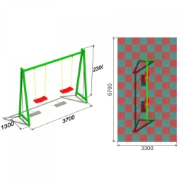Детские качели №2 двухместные для детской площадки, фото 2