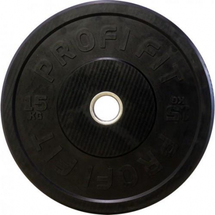 Диск для штанги каучуковый, черный, PROFI-FIT D-51, 15 кг оптом, фото 1
