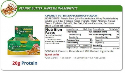 Батончик Quest Nutrition Quest Protein Bar Peanut Butter Supreme (Арахисовое паста), 12 шт оптом, фото 3
