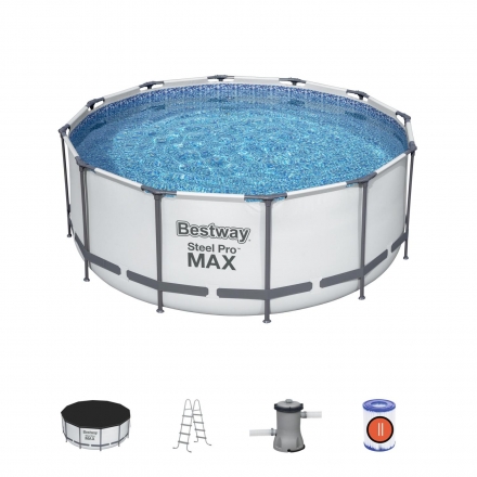 Каркасный бассейн Steel Pro Max 366х122см, 10250л, фил.-насос 2006л/ч, лестница, тент оптом, фото 3