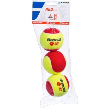 Мяч теннисный BABOLAT Red, арт.501036,уп.3 шт, войлок, шерсть, нат.резина, желто-красный оптом, фото 1