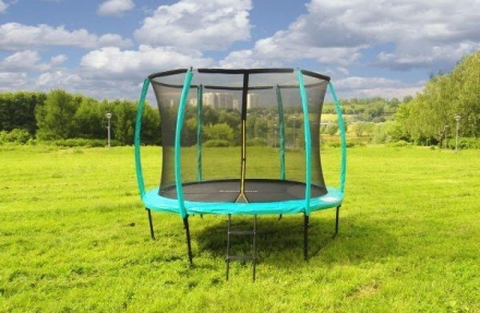 Батут с защитной сеткой (лестница в комплекте) Diamond Fitness Black Edition 8ft (244 см) оптом, фото 1