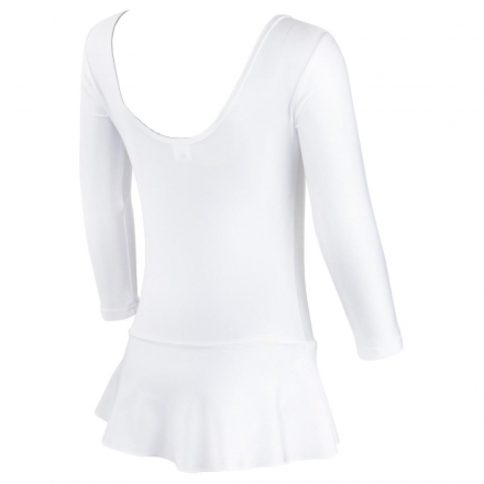 Купальник гимнастический с длинным рукавом с  юбкой, полиамид белый 182п/а (30-34) оптом, фото 2