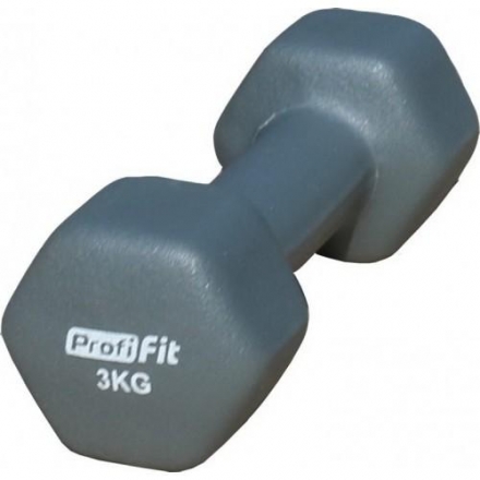 Гантель в виниловой оболочке PROFI-FIT 3 кг, форма шестигранник, серый оптом, фото 3