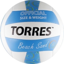 Мяч волейбольный любительский для пляжного волейбола "TORRES Beach Sand Blue", размер 5 Мяч волейбольный любительский для пляжного волейбола "TORRES Beach Sand Blue", размер 5