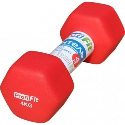 Гантель в виниловой оболочке PROFI-FIT 4 кг, форма шестигранник, красный оптом, фото 3