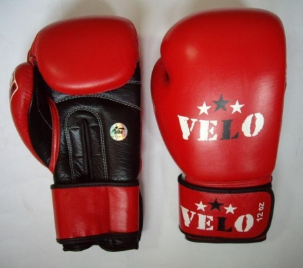 Перчатки бокс VELO (кожа) 10 oz красные AIBA оптом, фото 1