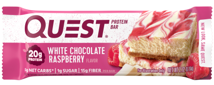 Батончик Quest Nutrition Quest Protein Bar Raspberry &amp; White Chocolate (Малина в белом шоколаде), 12 шт оптом, фото 2