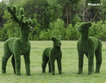 Топиари композиция олени, семья Гаричевич - 3 шт (модель 2) - газон Deluxe оптом, фото 2