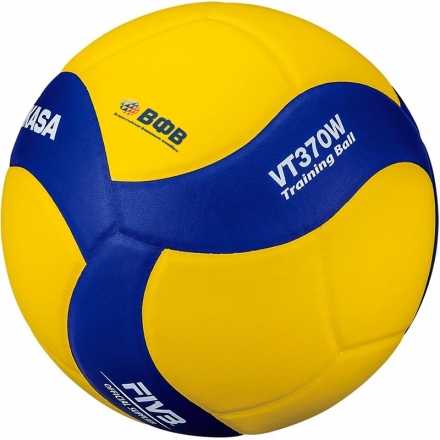 Мяч вол. утяж. &quot;MIKASA VT370W&quot;, р 5, 18 панелей, синт.кожа (ПУ), вес 370г, клееный, сине-желтый оптом, фото 1