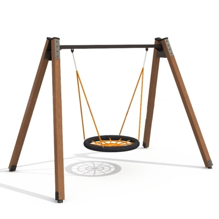 Качели Гнездо AW ДГ1 одинарные на деревянных стойках для детской площадки оптом, фото 1