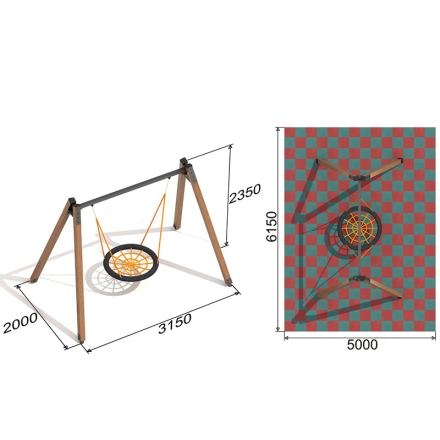 Качели Гнездо AW ДГ1 одинарные на деревянных стойках для детской площадки оптом, фото 2