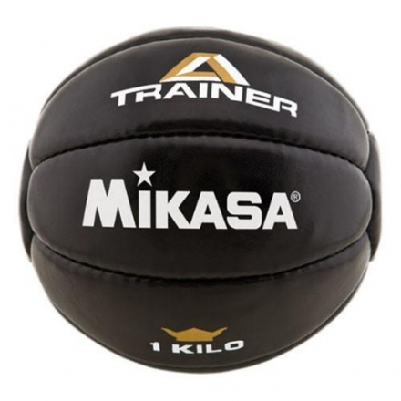 Медбол &quot;MIKASA&quot;, 1 кг, синт. кожа (полиуретан), диам. 15 см, наполнитель-металлический песок, черный оптом, фото 1