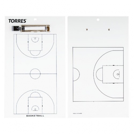 Такт. доска для баск. &quot;TORRES&quot;, арт. TR1003B, маркерная, с зажимом, в компл. маркер, белая оптом, фото 1