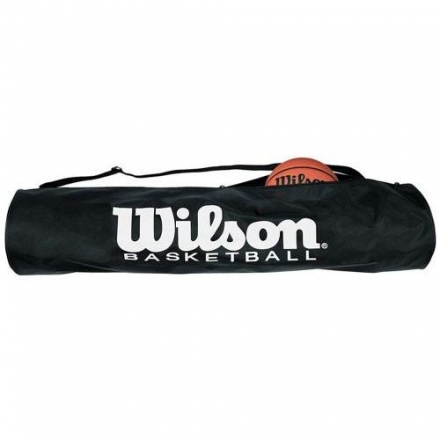Сумка на 5 мячей Wilson Tube Bag, арт.WTB1810, на 5 баскет. мячей, лого Wilson, нейлон,ПЭ,  черный оптом, фото 1