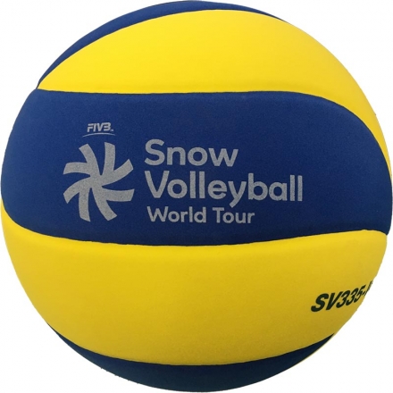 Мяч для вол. на снегу &quot;MIKASA SV335-V8&quot;, р.5, FIVB Appr, синт.пена ТПЕ, клееный, бут.кам, жел-син оптом, фото 3