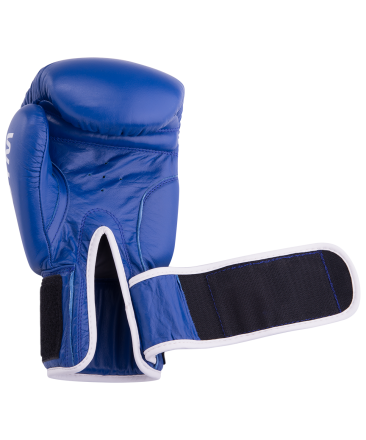 Перчатки боксерские GYM BGG-2018, 10oz, кожа, синие оптом, фото 4
