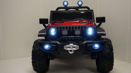 Электромобиль Jeep С555СС 4WD (ЛИЦЕНЗИОННАЯ МОДЕЛЬ) с пультом полноприводный (Вишневый глянец) c555cc оптом, фото 2
