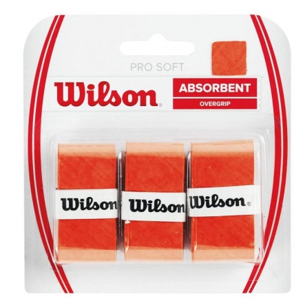 Овергрип Wilson Pro Soft Overgrip, арт. WRZ4040OR, 0,5 мм, размер 2,5см*120см,3 шт, темно-оранжевый оптом, фото 1
