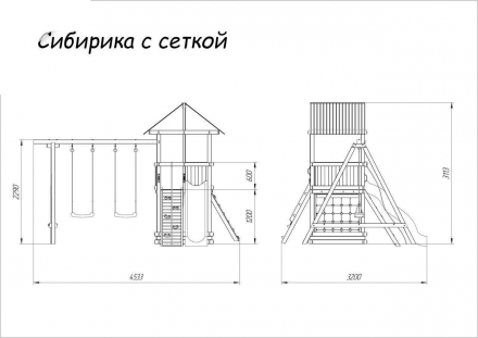 Детская деревянная игровая площадка Сибирика с сеткой, цвет Savanna  оптом, фото 9