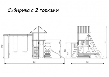 Детская деревянная игровая площадка Сибирика с двумя горками, цвет Savanna оптом, фото 8