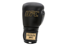 (UFC Премиальные тренировочные перчатки на липучке чёрные - 16 Oz)