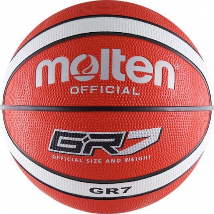 Мяч баск. &quot;MOLTEN BGR7-RW&quot; р.7, 12 панелей, резина, бут.кам, нейл.корд, крас-бел-чер оптом, фото 1