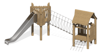 Игровой комплекс Эко Домик с переправой ИК-229 для детской площадки оптом, фото 1
