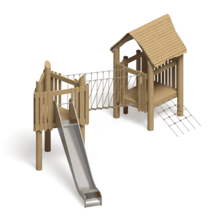 Игровой комплекс Эко Домик с переправой ИК-229 для детской площадки оптом, фото 3