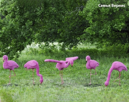 Топиари композиция фламинго розовый, семья Елизи, 7 шт - газон Eco оптом, фото 2