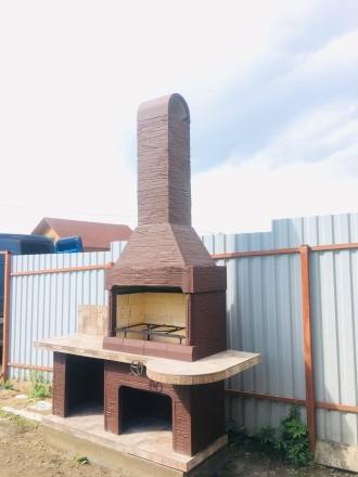 Печь № 14А — Печь барбекю с рабочим столом (фактура под кирпич) оптом, фото 5
