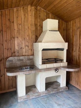 Печь № 14А — Печь барбекю с рабочим столом (фактура под кирпич) оптом, фото 4