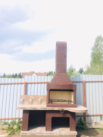 Печь № 14А — Печь барбекю с рабочим столом (фактура под кирпич) оптом, фото 3