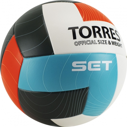 Мяч вол. &quot;TORRES Set&quot; арт.V32045, р.5, синт.кожа (ТПУ), клееный, бут.кам, бело-оранж-серо-голубой оптом, фото 2