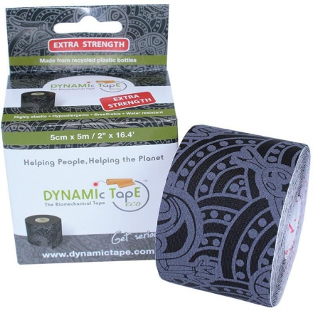 Тейп динамический Dynamic Tape ECO, арт. DT50TTEB, шир. 5 см, дл. 5 м, черный/серое тату оптом, фото 1