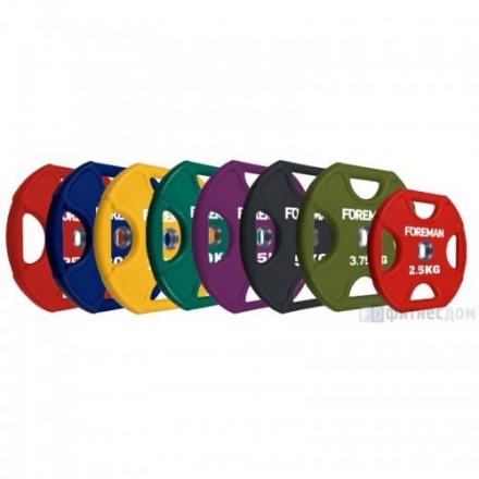 Диск X-Training уретановый цветной FOREMAN FM/UPX-10KG-GN (10 кг) оптом, фото 2