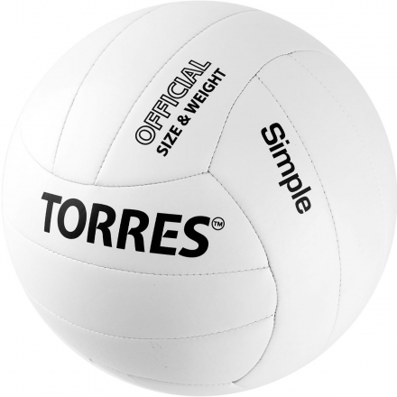 Мяч вол. &quot;TORRES Simple&quot; арт.V32105, р.5, синт.кожа (ТПУ), маш. сшивка, бут. камера, бело-черный оптом, фото 1