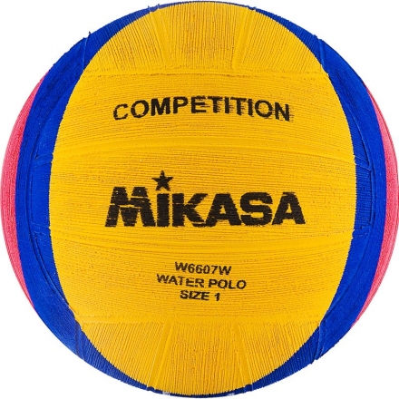Мяч для водного поло &quot;MIKASA W6607W&quot; р.1, резина, вес 233-253гр, дл.окр.50-51,5см, жел-син-роз оптом, фото 1